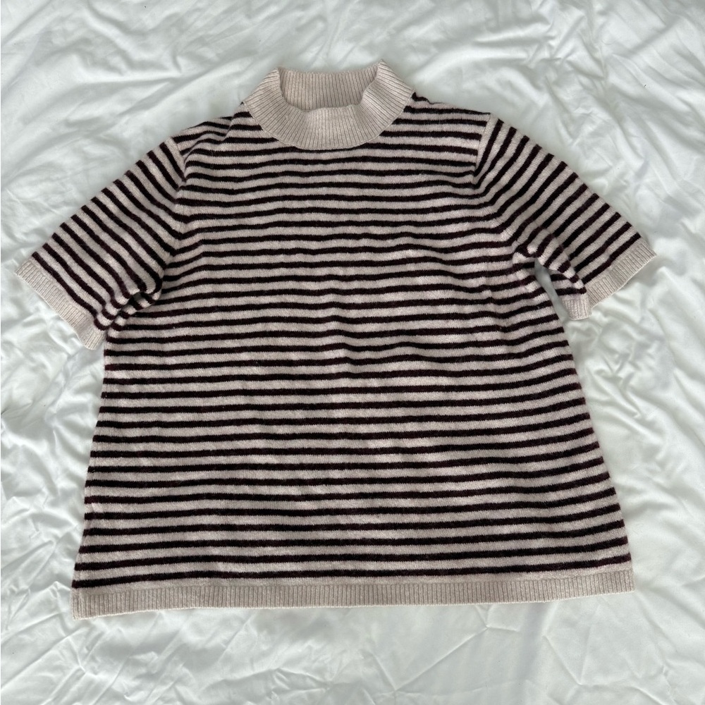 LOFT Cream and Brown Striped Sweater